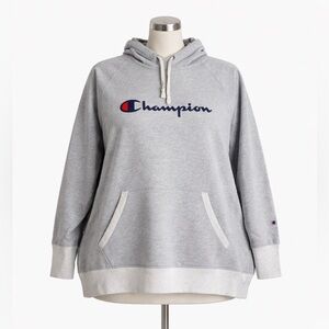 Champion 3X Gray Hoodie Womens Logo Pullover Sweatshirt Cozy Plus